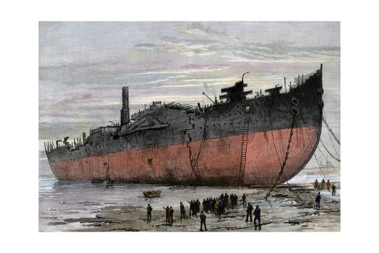Wrecked Hull of the Steamship "Great Eastern" at New Ferry, England