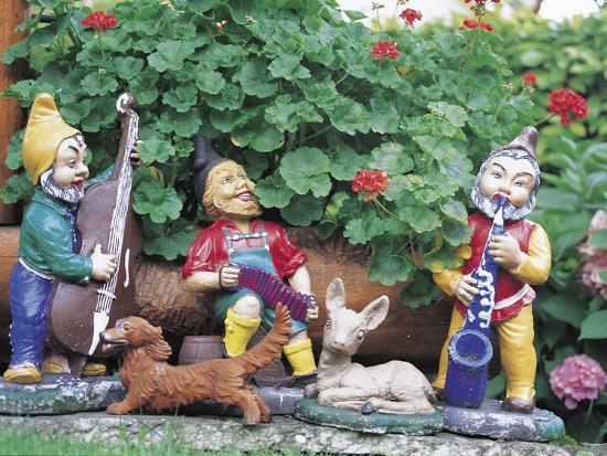 Colorful Garden Gnomes Playing Music Photographic Print At