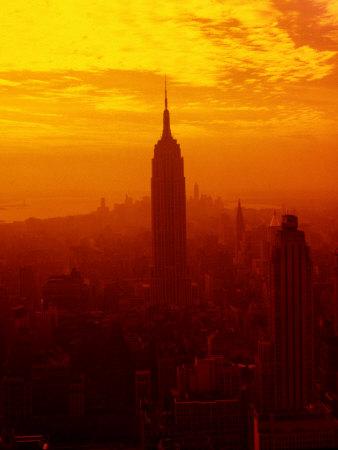 Silhouette Of New York City Skyline At Sunset Photographic Print Allposters Com