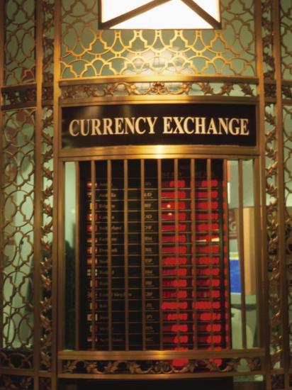Foriegn Currency Exchange Window Showing Currency Exchange Rates New York City America - 