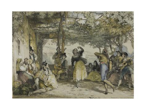 'Spanish Peasants Dancing the Bolero, 1836' Giclee Print John