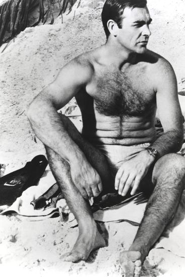 Sean Connery Sitting In White Underwear With Hairy Chest Photo By