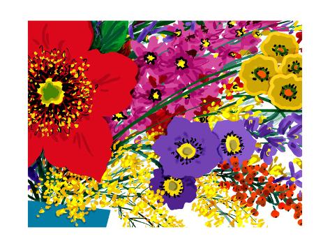 single large red flower with pink yellow and purple flowers purple flower posters