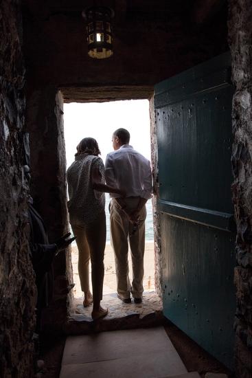 President Barack Obama And Michelle At The Door Of No Return