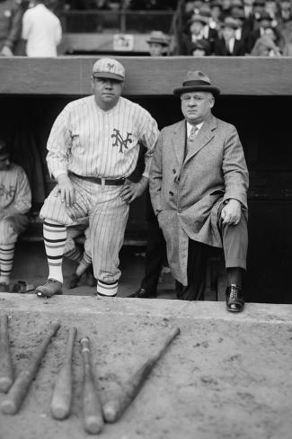Babe Ruth In A Ny Giants Uniform With Giants Manager John Mcgraw
