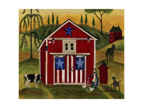 Sunrise Red White Blue Barn Lang Giclee Print By Cheryl Bartley At