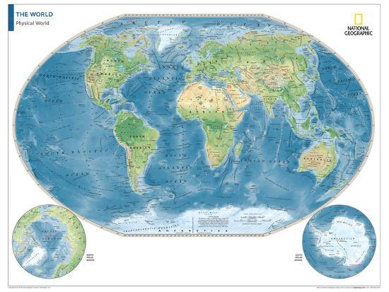 2014 physical world map national geographic atlas of the world 10th