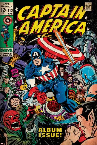 Marvel Comics Retro Captain America Comic Book Cover No 112 Album Issue Aged