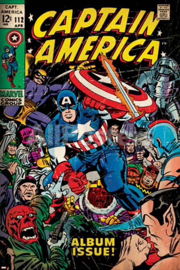 Marvel Comics Retro Captain America Comic Book Cover No 112 Album Issue Aged