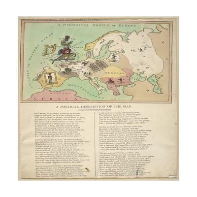 A Whimsical Sketch Of Europe With A Poetic Description Of The Map 1806 Giclee Print Allposters Com