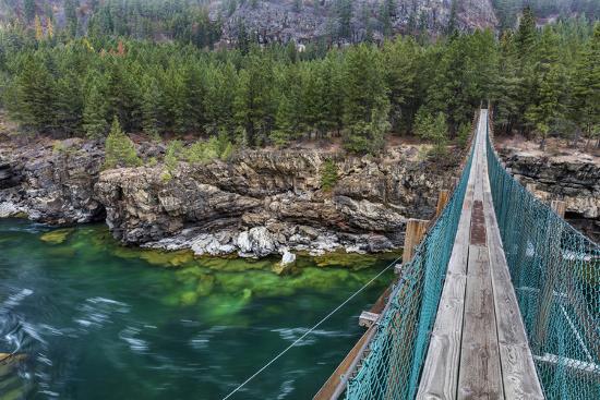 Swing Bridge Over The Kootenai River Near Libby Montana Usa