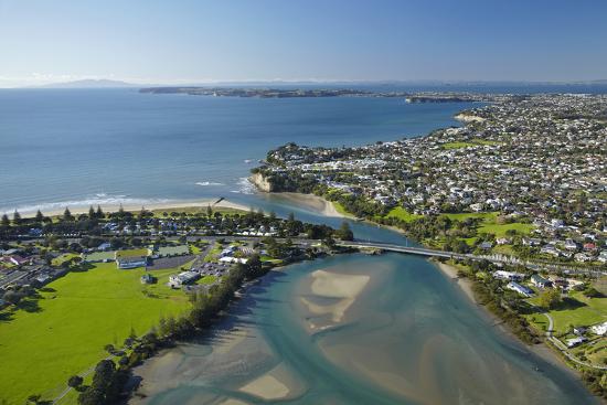 Orewa River And Red Beach Hibiscus Coast North Auckland Orewa River And Red Beach Hibiscus Coast North Auckland Island New Zealand