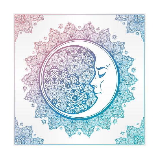 Download Intricate Ornate Bohemian Crescent Moon with Stars and ...
