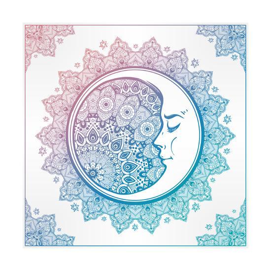 Download Intricate Ornate Bohemian Crescent Moon with Stars and ...