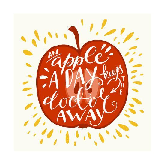 'Colorful Hand Lettering Illustration of An Apple a Day Keeps the Doctor Away Proverb 'Colorful Hand Lettering Illustration of An Apple a Day Keeps the Doctor Away Proverb