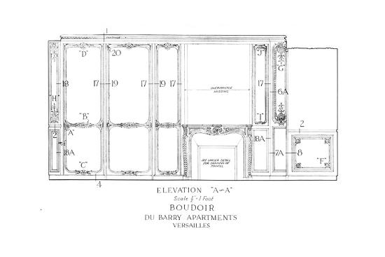 Elevation Of The Boudoir Du Barry Apartments Versailles 1926