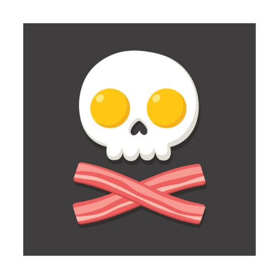 'Pirate Flag Made of Fried Eggs and Bacon as Skull and Crossbones