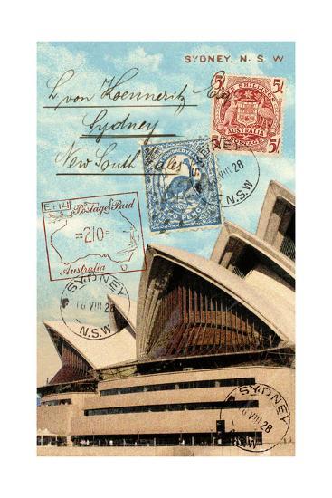 sydney opera house australia vintage postcard collage prints by