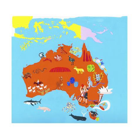Paper Laminated A0 Illustrated Map of Australia