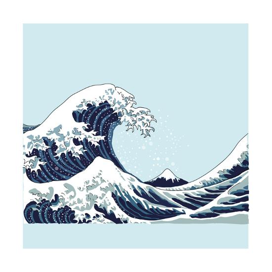 'Wave Vector Illustration Japanese Motif. Japan Background. Hand Drawn