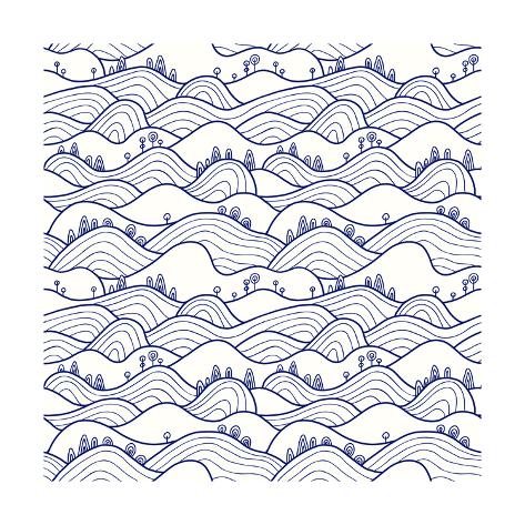 'Landscape Pattern. Vector Seamless Pattern with Hills, Trees, Fields