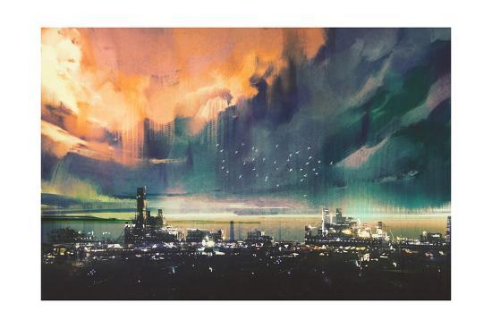 Landscape Digital Painting Of Sci Fi City Ilration Posters By Landscape Digital Painting Of Sci Fi City Ilration Posters By Tithi Luad At Allposters Com
