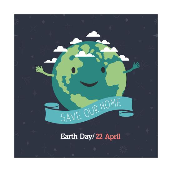 Earth Day 22 April Save Our Home Cartoon Earth Illustration