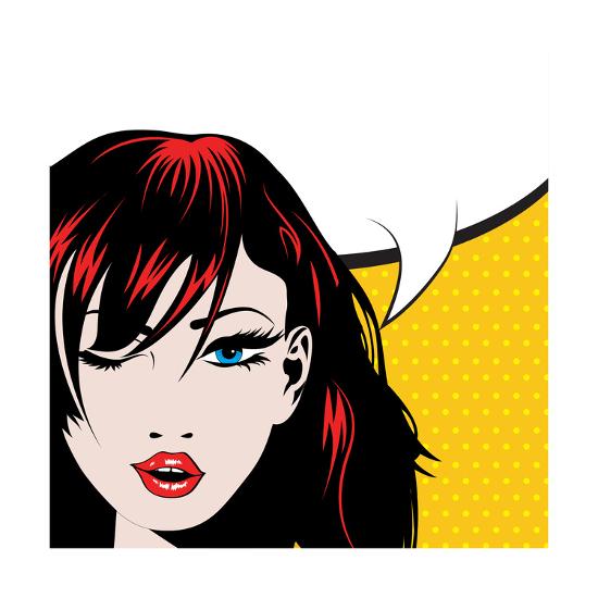 Download 'Pop Art Woman Winks. Vector Illustration. Happy Winking Young Woman.' Poster - Gal Amar ...