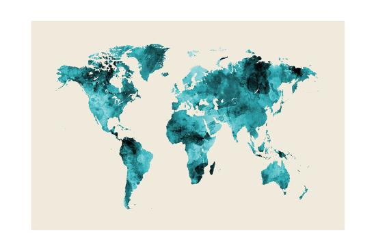 Map Of The World Map Watercolor Posters By Michael