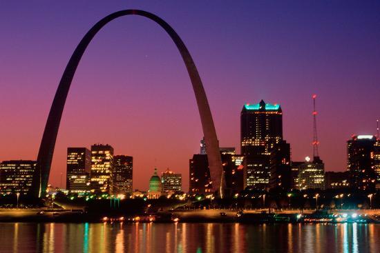St. Louis skyline and Arch at night, St. Louis, Missouri Photographic Print at 0