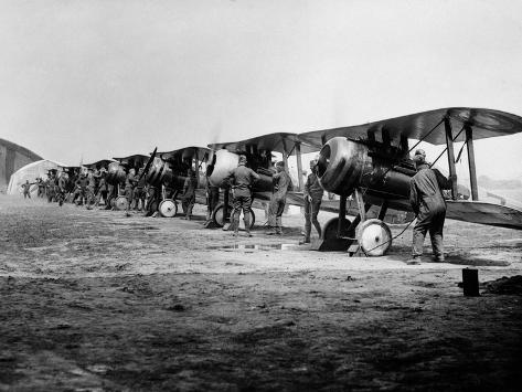 1918 Flight Line Of American Expeditionary Force Pilots And Sopwith Camel Wwi Biplanes