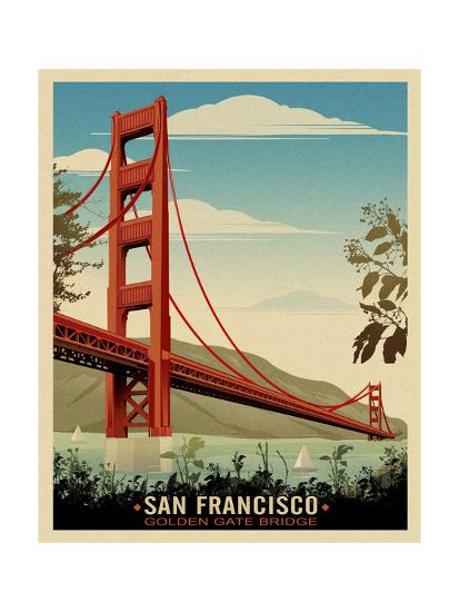 Golden Gate Bridge Daybreak Giclee Print Old Red Truck Allposters Com