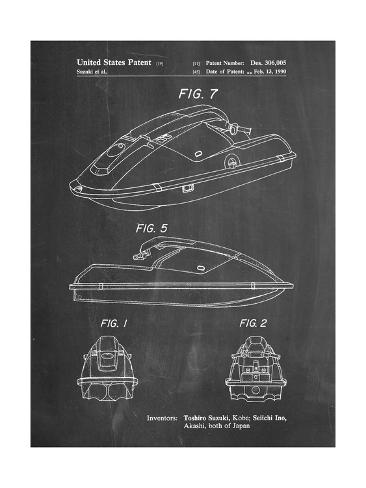 Pp1077 Chalkboard Suzuki Wave Runner Patent Poster