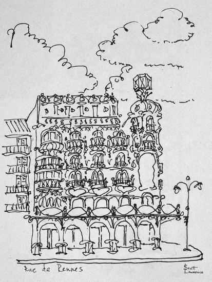 Traditional Haussmann Building On Rue De Rennes Paris France