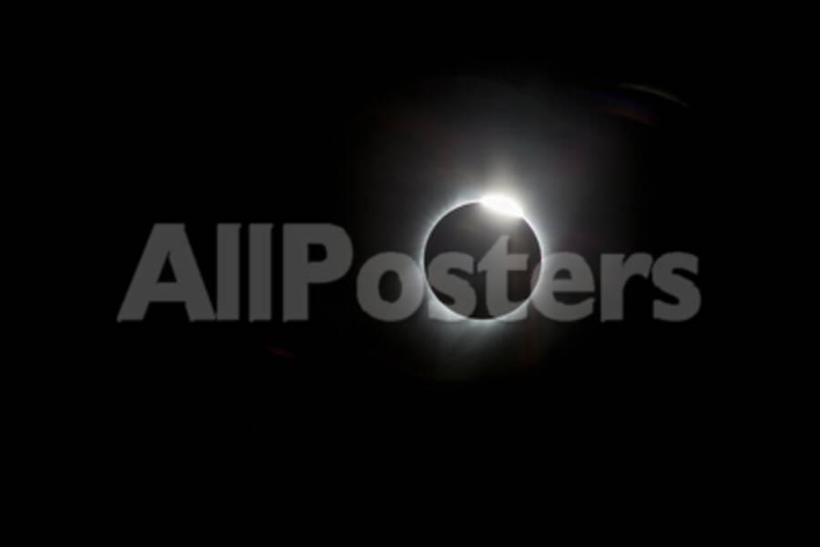A Solar Eclipse With 99 Percent Totality Creating A Diamond Ring Effect