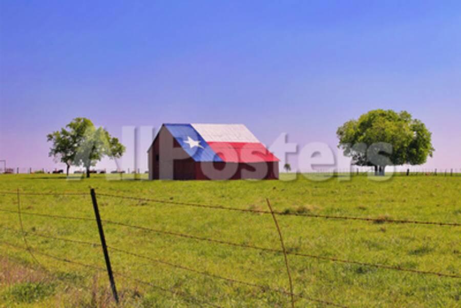An Old Barn Painted With A Texas Flag Near Waco Texas Photographic