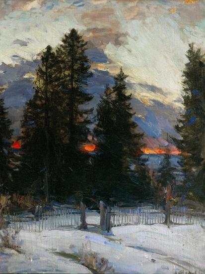Coucher De Soleil Sur Un Paysage Dhiver 1902 Sunset In A Winter Landscape Canvas