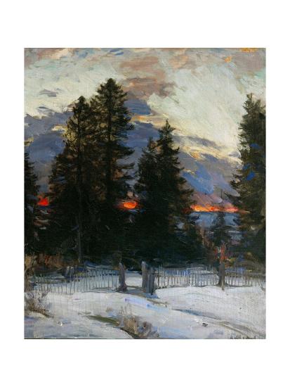 Coucher De Soleil Sur Un Paysage Dhiver 1902 Sunset In A Winter Landscape Canvas