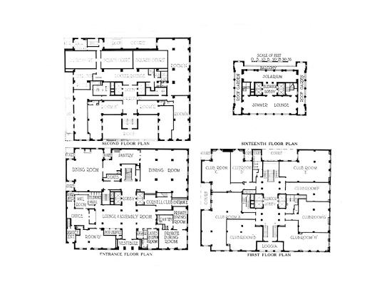 Floor Plans The Fraternity Clubs Building New York City 1924