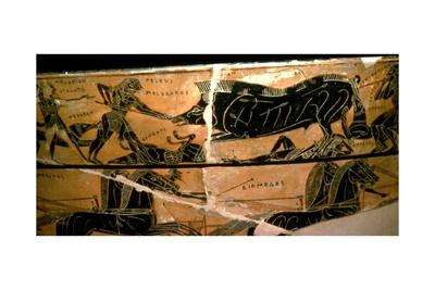 Detail from the Francois Vase, Peleus and Atalanta with ...