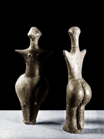 Neolithic female clay figurines, Strelice, Moravia Photographic Print