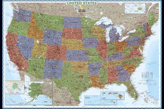 united states political map decorator style print by