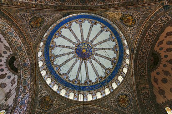 Ceiling Inside Blue Mosque Istanbul Turkey Photographic Print By