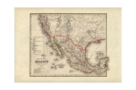 map of mexico 1850 giclee print allposterscom