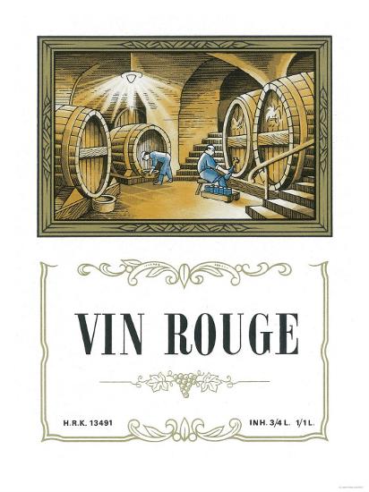'Vin Rouge Wine Label - Europe' Art - Lantern Press ...