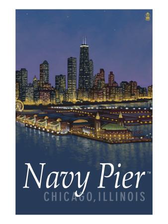 'Navy Pier and Chicago Skyline' Prints - Lantern Press | AllPosters.com