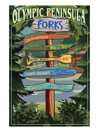 'Forks, Washington - Sign Destinations' Posters - Lantern Press
