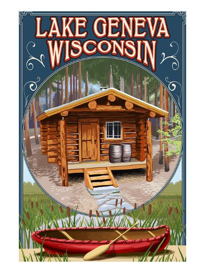 'Lake Geneva, Wisconsin - Cabin in Woods' Prints - Lantern ...