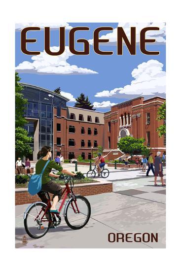  Eugene Oregon - Campus Scene Posters - Lantern Press 
