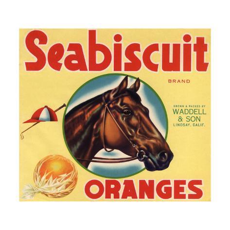 Lindsay California Seabiscuit Brand Horse Orange Citrus Fruit Crate Label Print